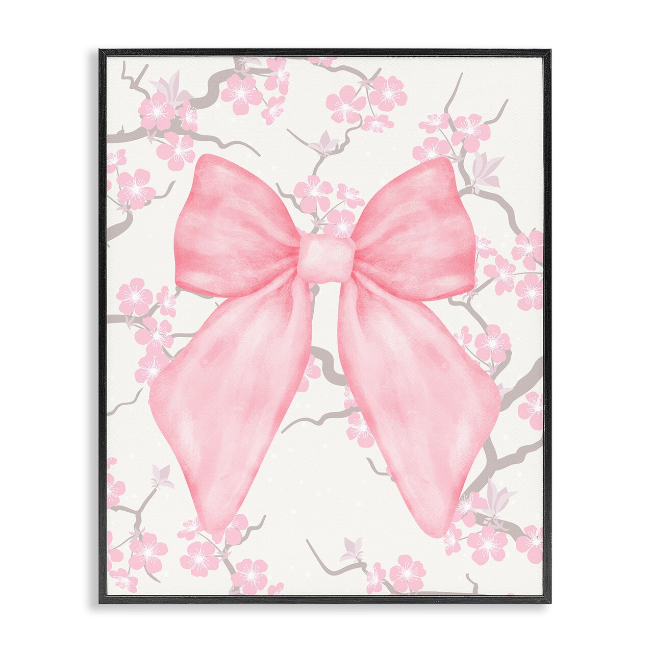 Stupell Industries Cherry Blossom & Ribbon Framed Giclee, design by Jesse Keith